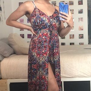 Boho Long Summer Romper with Skirt